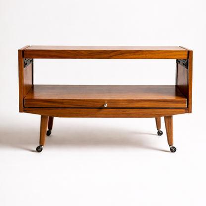 Mid-Century Metamorphic Teak Serving Trolley / Convertible Utility Cart