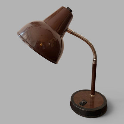 Vintage Italian Mid Century Chocolate Brown Adjustable Table Lamp