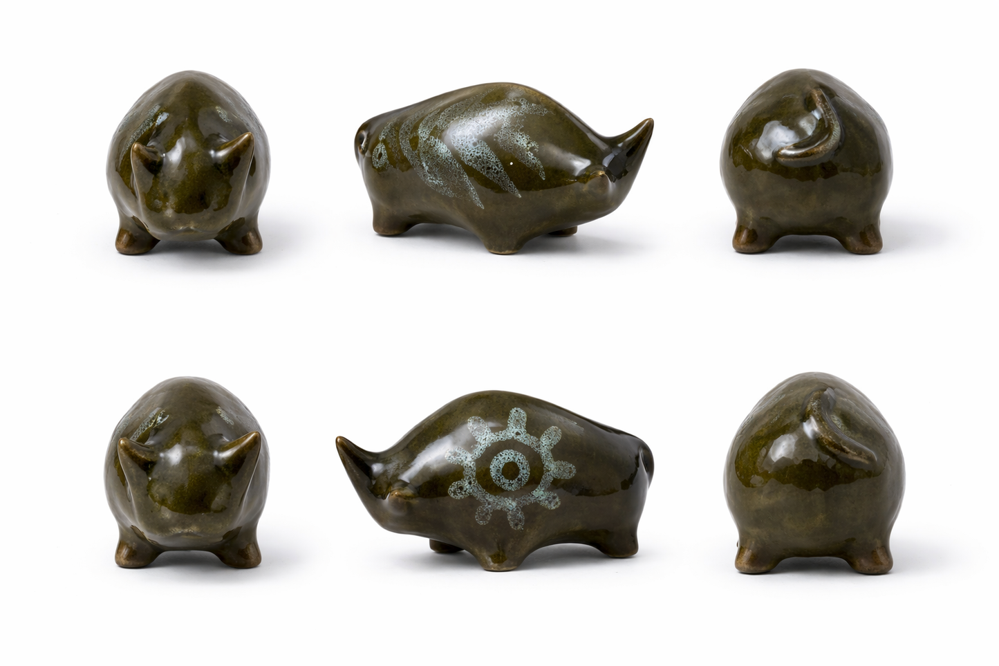 Elizabeth Skipworth Studio Pottery Bulls – Pair Vintage Lotus Pottery Animal Figures