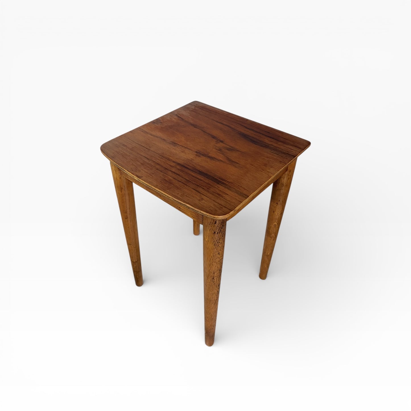 Vintage Teak & Oak Side Table – Compact Mid-Century Accent Table
