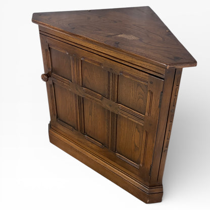 Ercol Corner Cabinet – Mid Century Solid Wood Storage Unit With Panelled Door