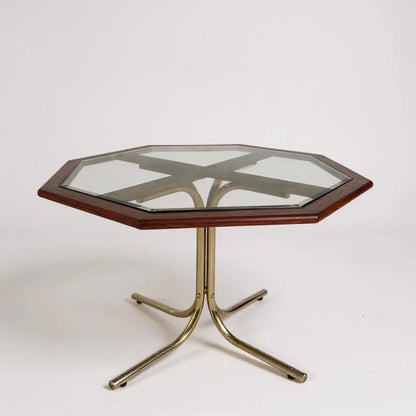 Vintage Brass & Glass Octagonal Dining Table – Hollywood Regency