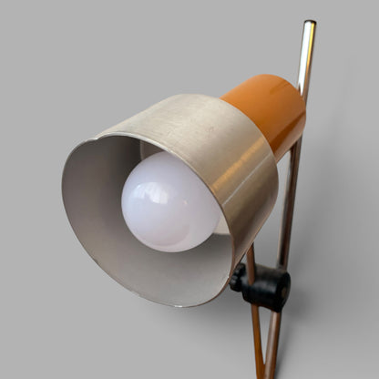 Vintage 1970s Mustard Orange & Chrome Adjustable Table Lamp Space Age