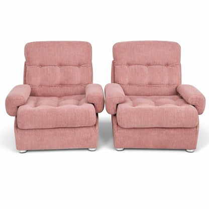 Mid-Century Dusty Pink Modular Sofa Armchairs by Heals (Pair)
