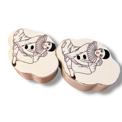 Vintage Pierrot Clown Porcelain Trinket Boxes – Pair