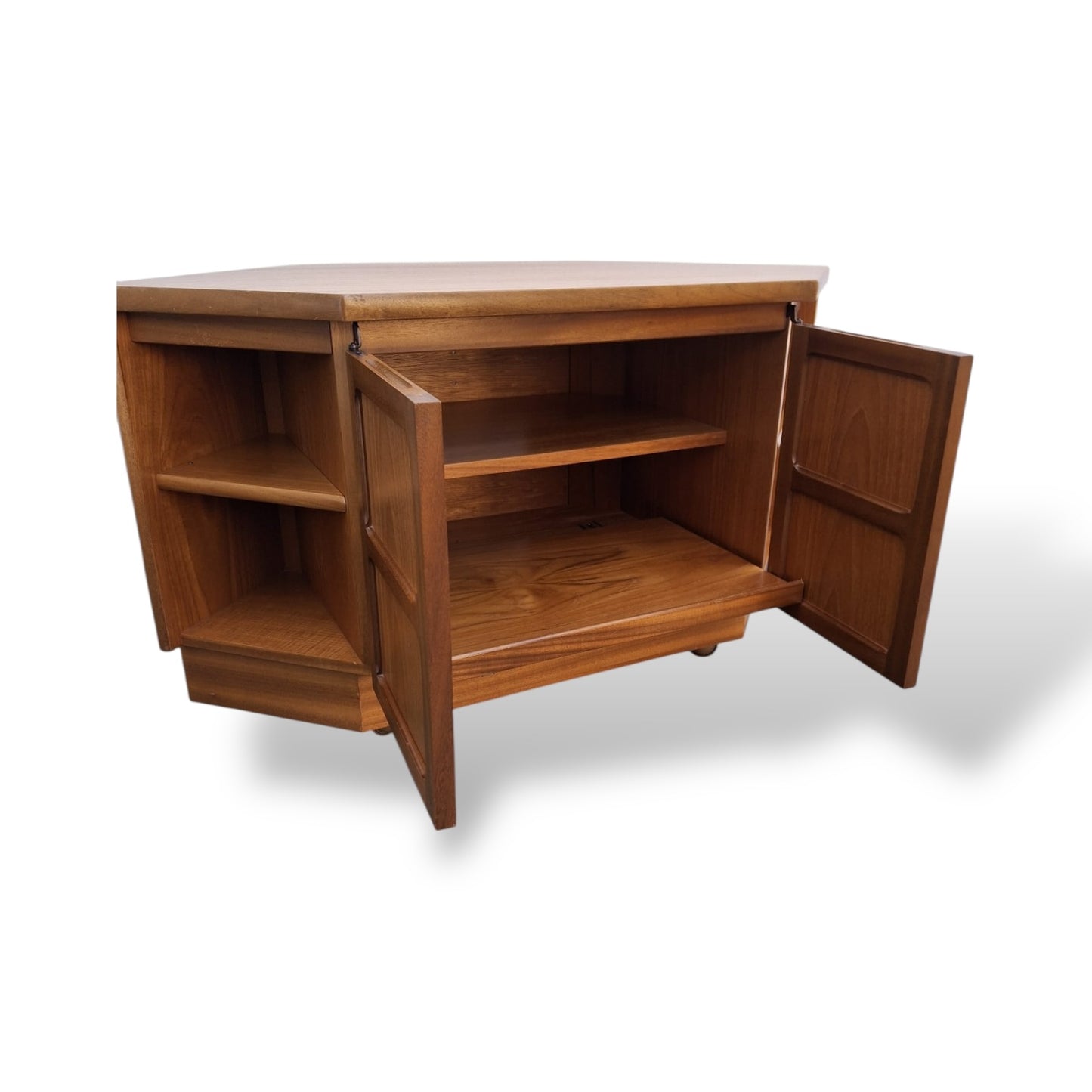 Mid Century Nathan Teak Compact Media Unit / Corner TV Cabinet