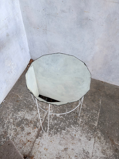 Art Deco Glass Top Side Table – Space Age Metal Frame