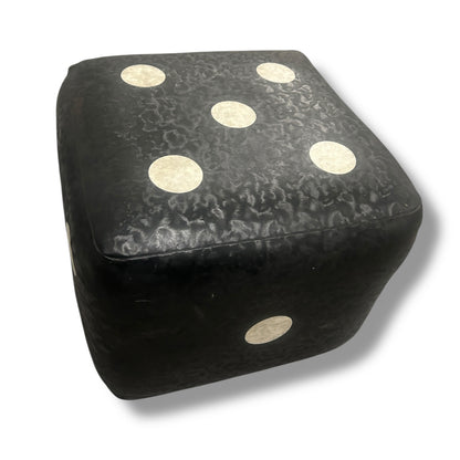 Mid century leather dice pouffe stool