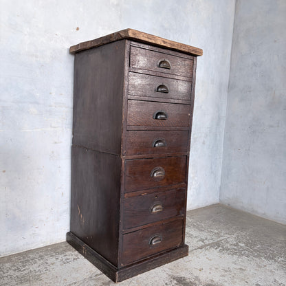 20th Century Banker’s Tiger Oak Tallboy Chest of Drawers