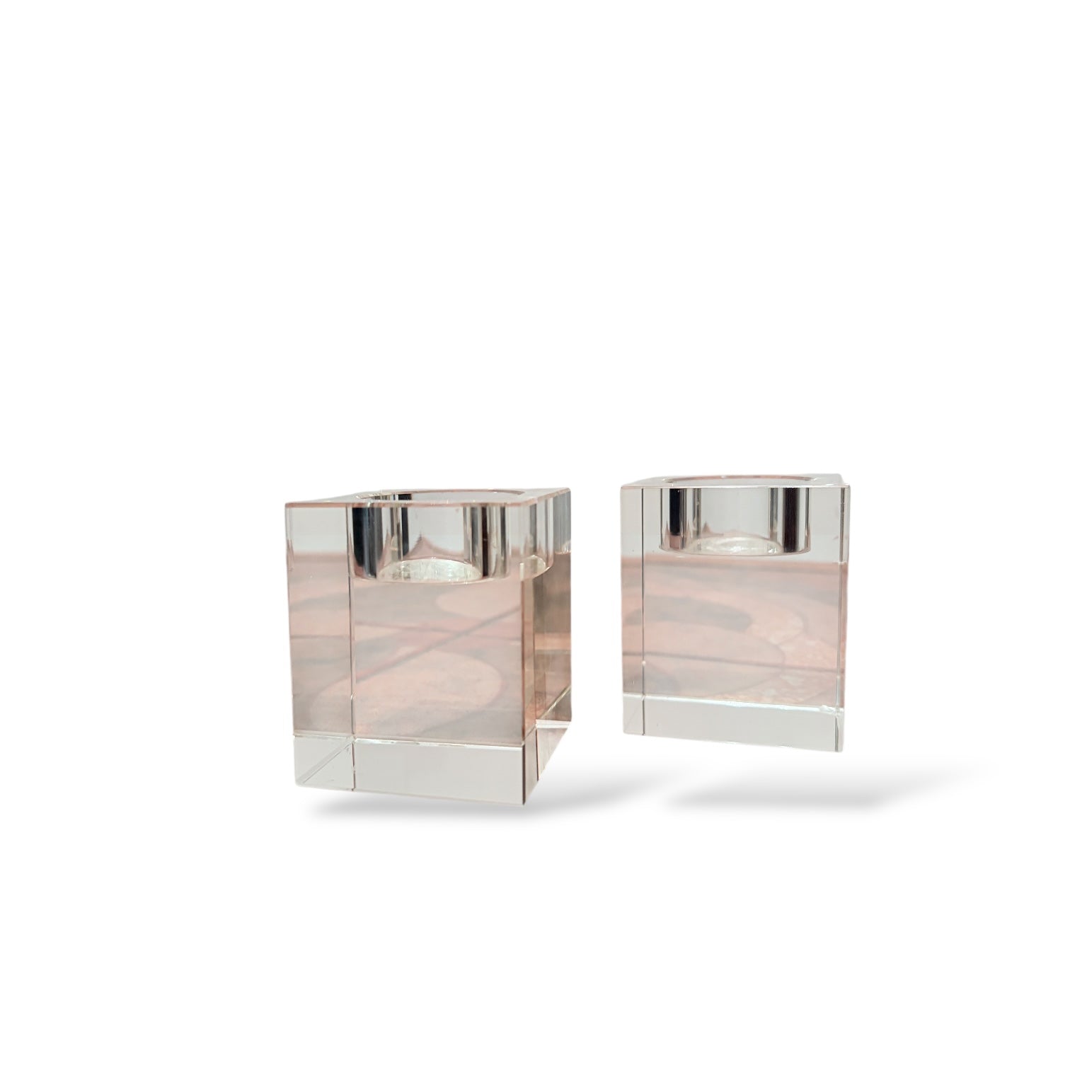 Vintage Lucite Tealight Candle Holders – Clear Acrylic Block Design (Pair) — view 7