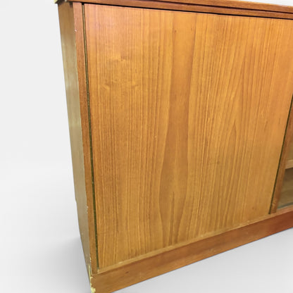 Mid Century Teak Sideboard – Vintage Storage Cabinet with Glazed Display