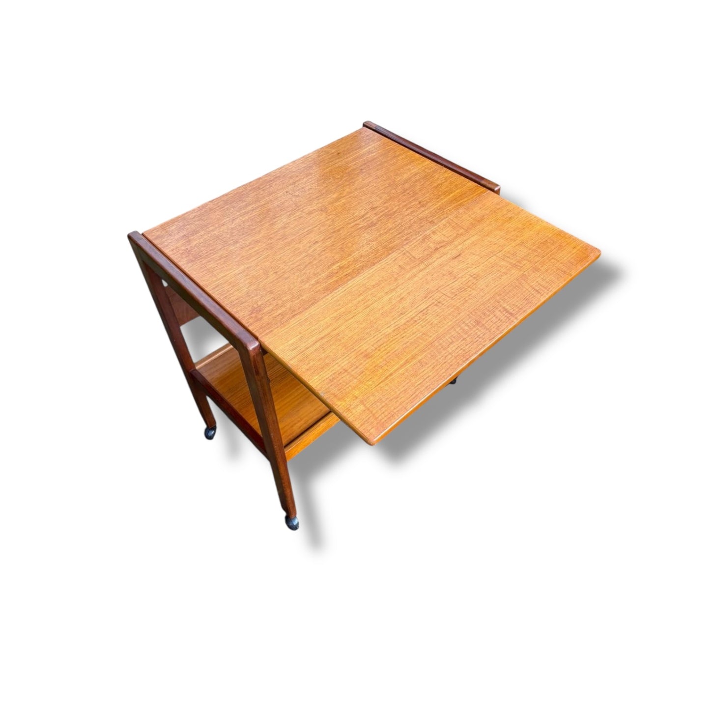 Vintage Teak Drop-Leaf Drinks Trolley on Castors | Mid-Century Bar Cart