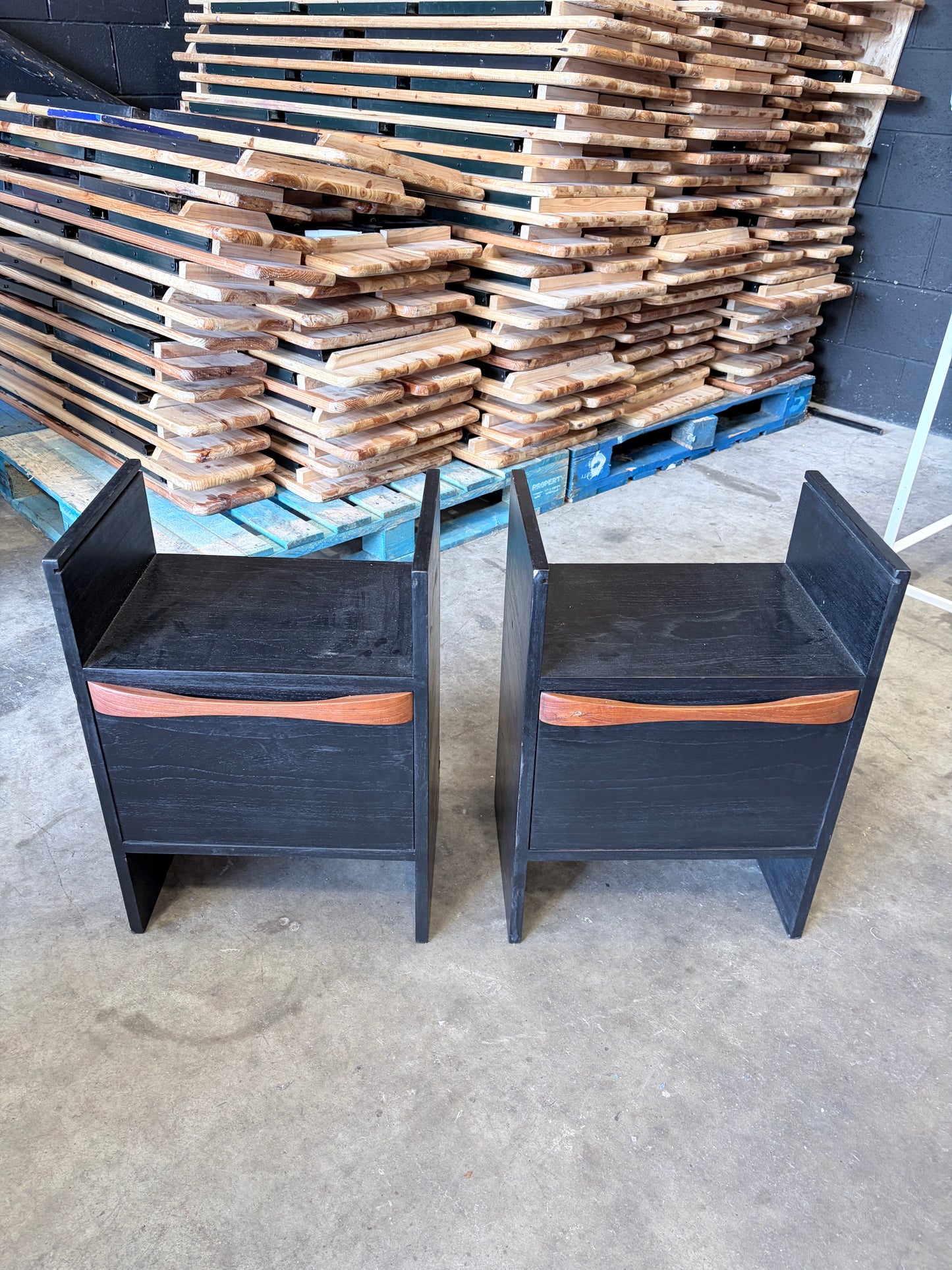 Pair of Compact Vintage Mid Century Bedside Cabinets