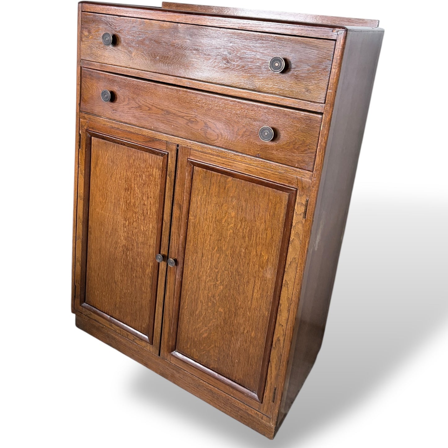 Vintage Arts and Crafts Oak Pantry Cabinet with Drawers