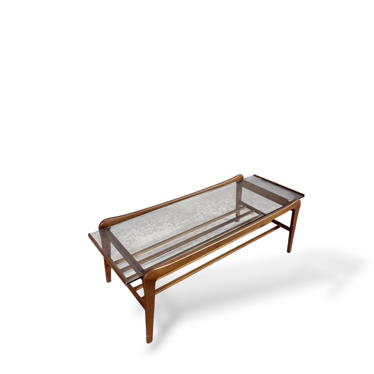 G Plan Glass and Teak Curved Coffee Table — view 4