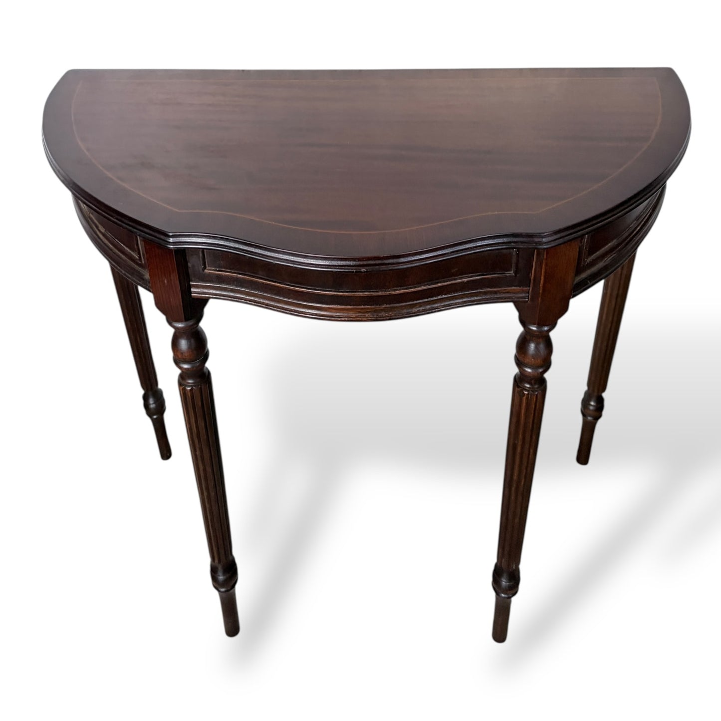 Vintage Mahogany Demi-Lune Hallway Table with Drawer