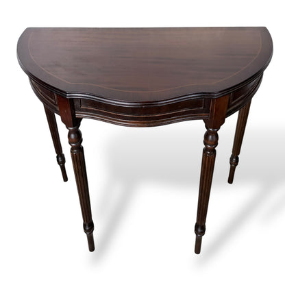 Vintage Mahogany Demi-Lune Hallway Table with Drawer