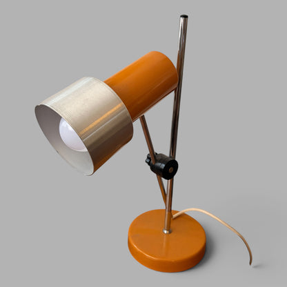 Vintage 1970s Mustard Orange & Chrome Adjustable Table Lamp Space Age
