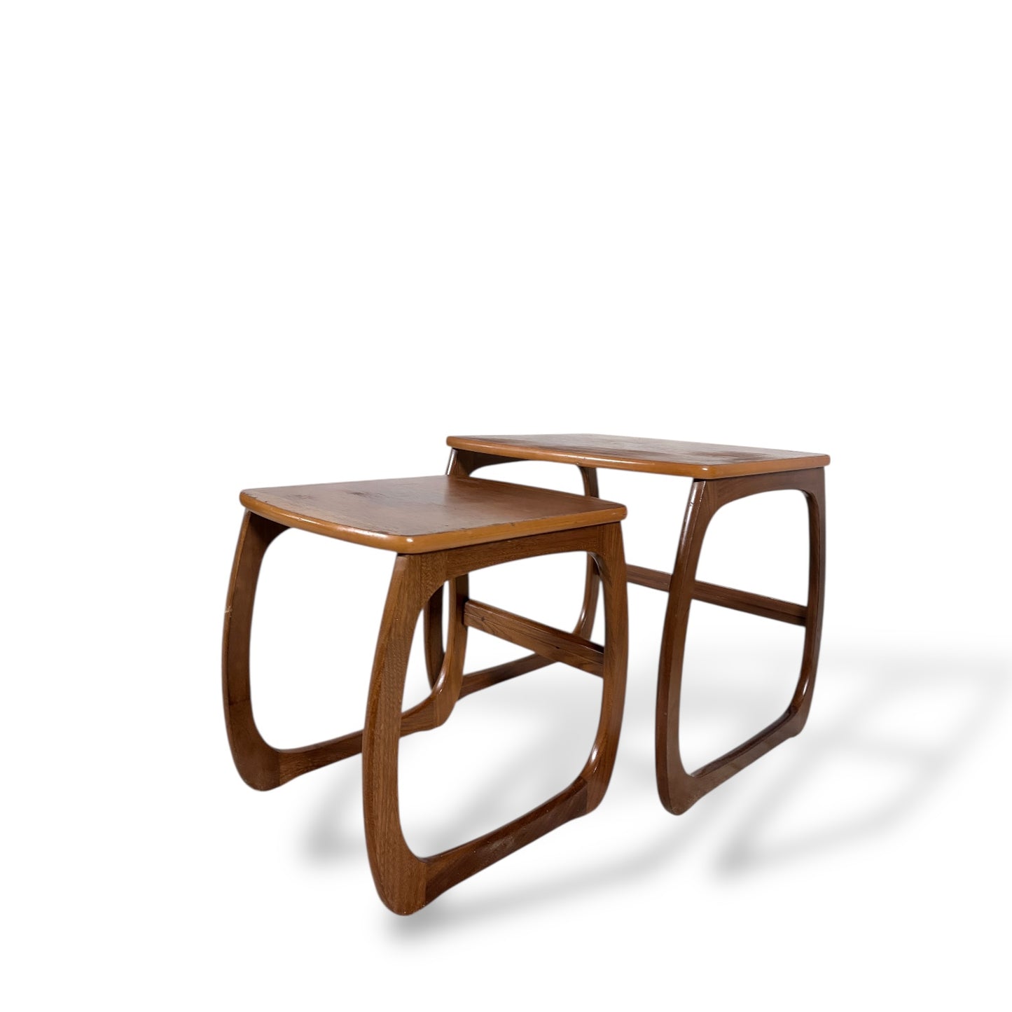 Mid Century Vintage Nathan Teak Curved Nest of Tables
