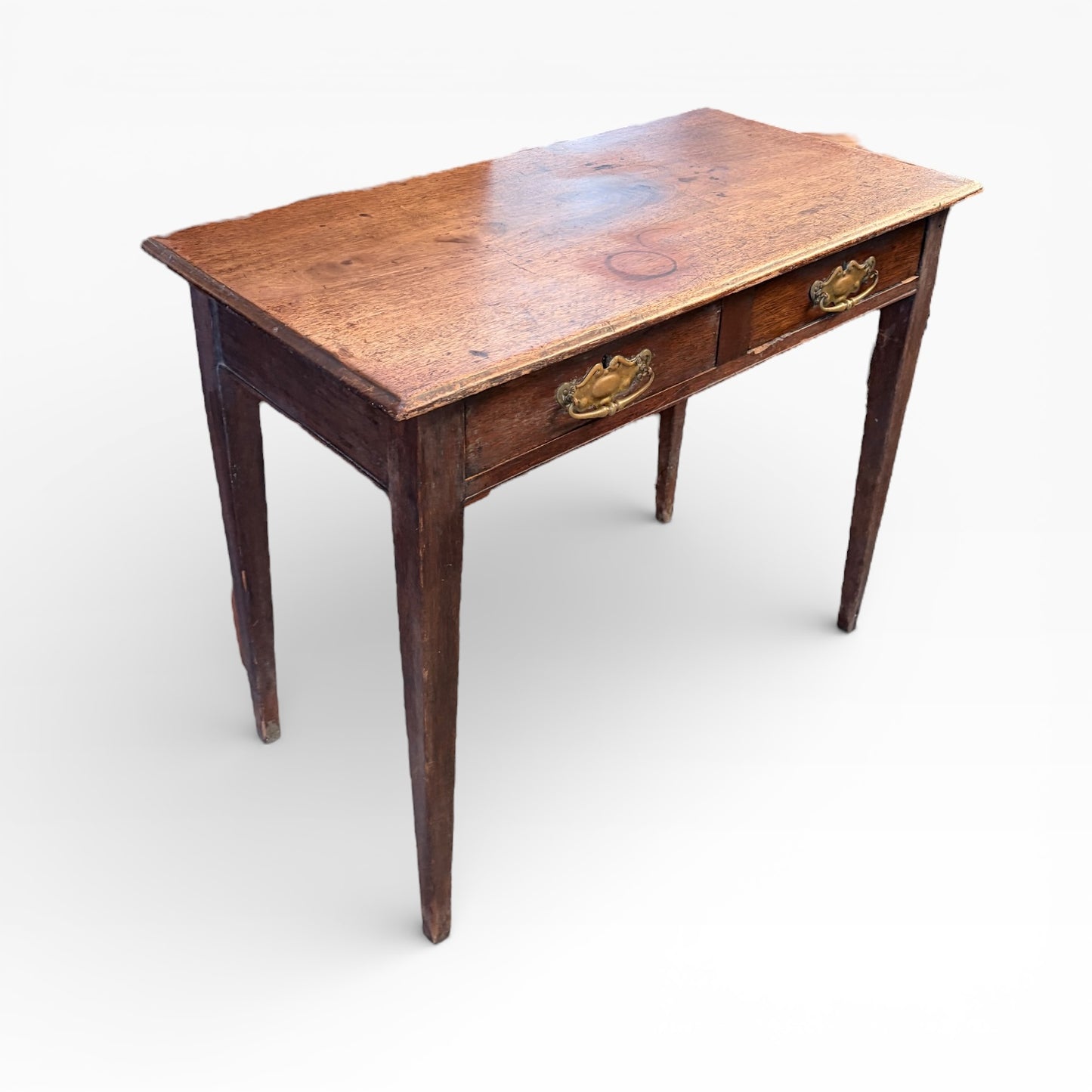 Antique Oak Desk – Vintage Writing Desk with Brass Handles | Compact Home Office