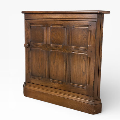 Ercol Corner Cabinet – Mid Century Solid Wood Storage Unit With Panelled Door