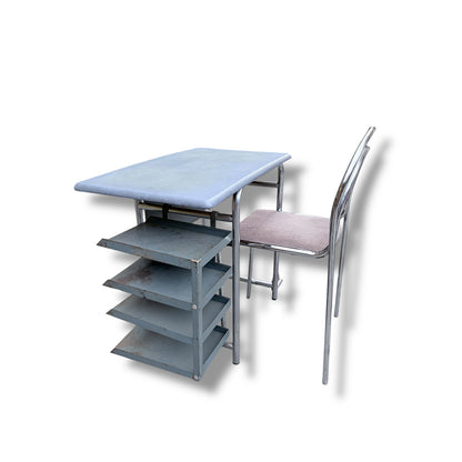 Industrial Chrome Tubular Desk with Matching Chair