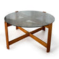 Mid Century Modern Myers Smoked Glass and Teak Wood Coffee Table
