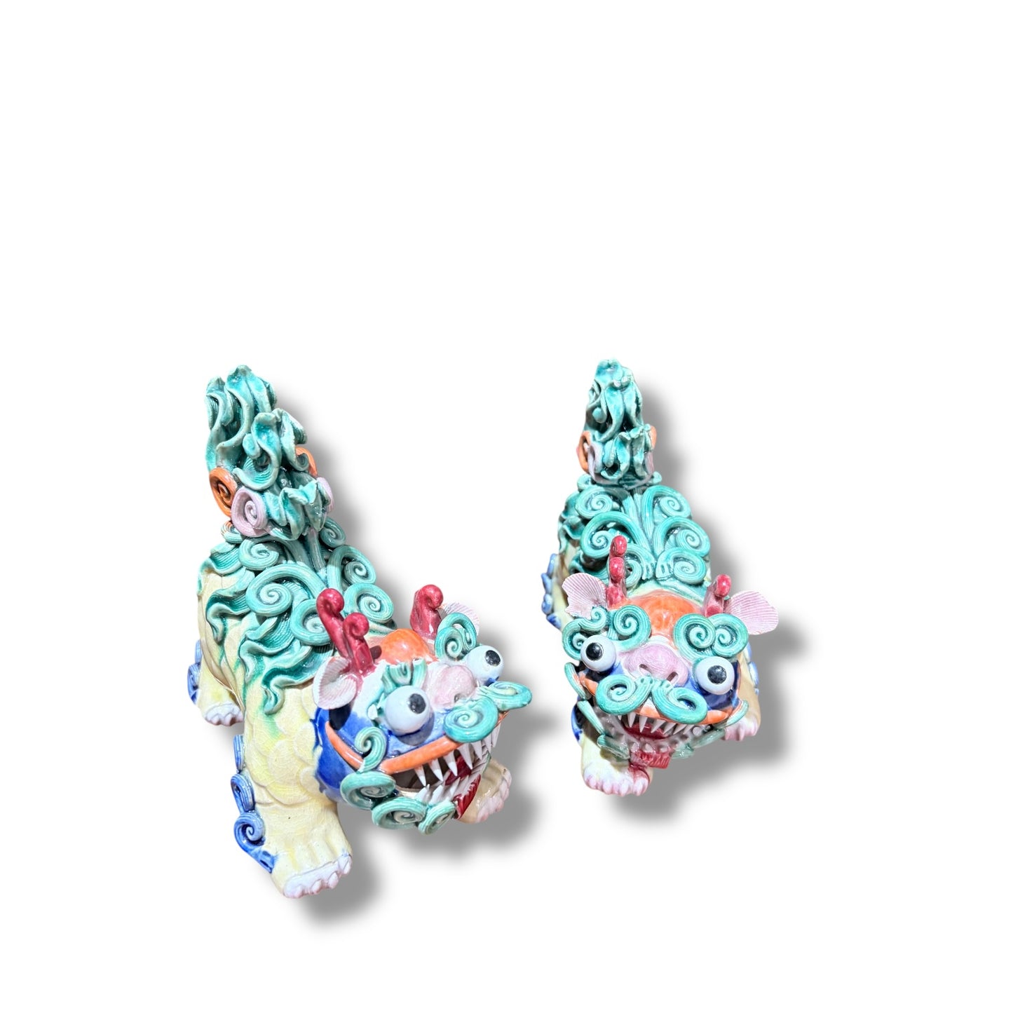 Pair of Decorative Foo Dogs – Hand-Painted Ceramic Guardians — view 3