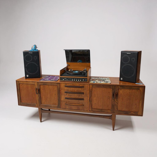 Mid Century G Plan Fresco Sideboard by V.B. Wilkins – Teak Credenza / Vintage Record Cabinet