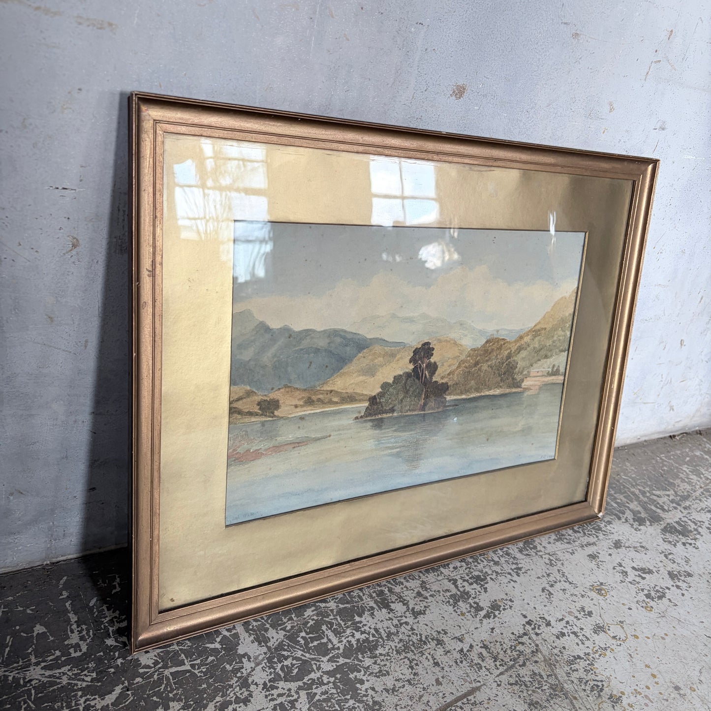 Antique 1868 Original Signed Landscape Oil Painting in Gilt Frame