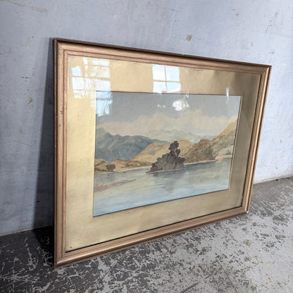 Antique 1868 Original Signed Landscape Oil Painting in Gilt Frame