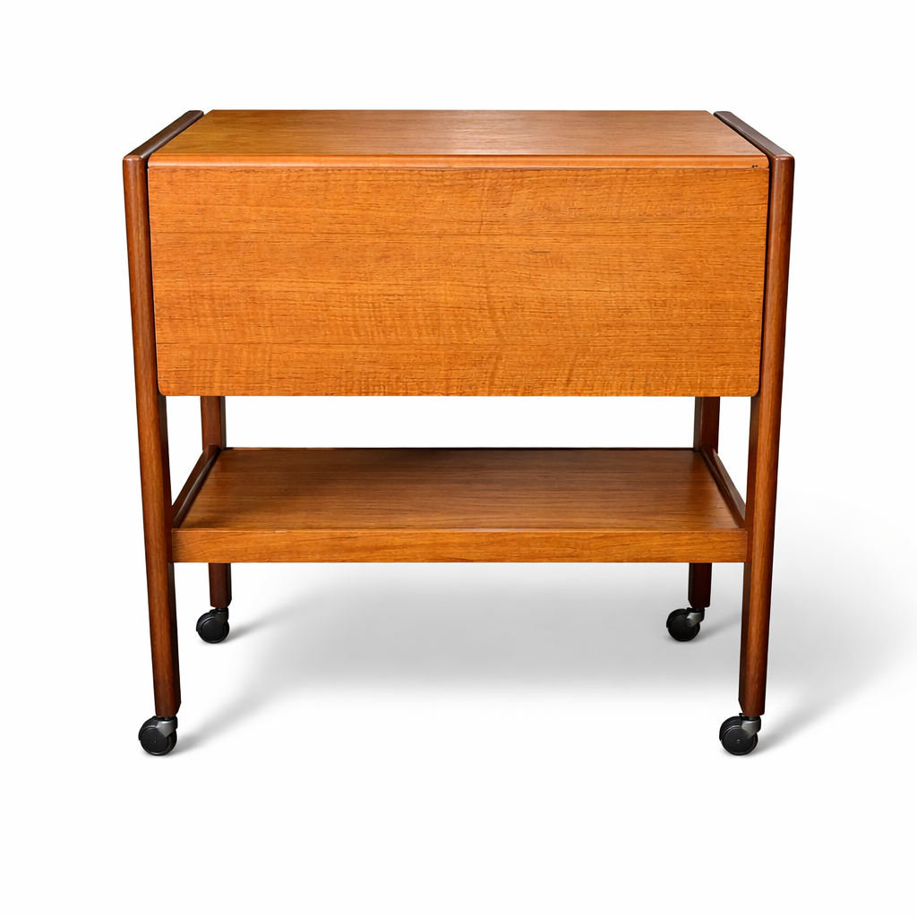 Vintage Teak Drop-Leaf Drinks Trolley on Castors | Mid-Century Bar Cart