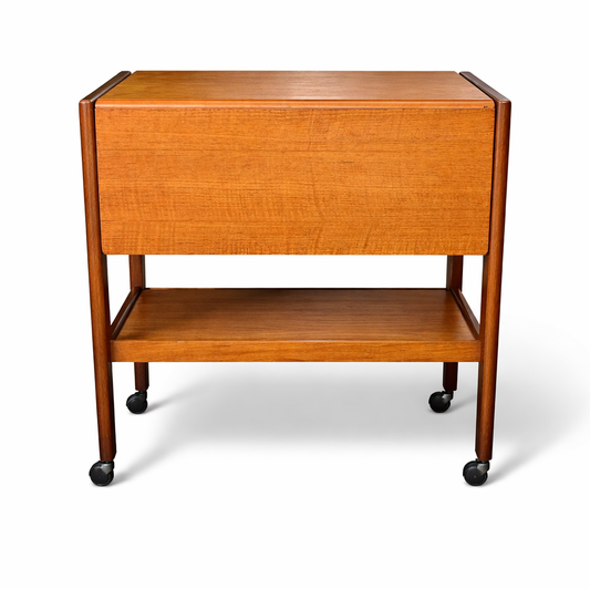 Vintage Teak Drop-Leaf Drinks Trolley on Castors | Mid-Century Bar Cart