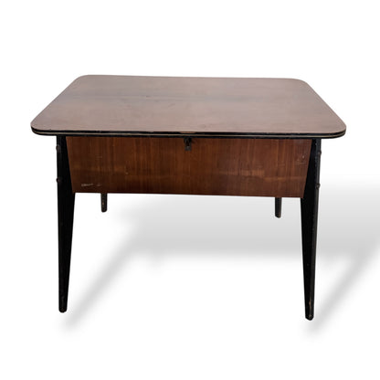 Mid-Century Burr Walnut Atomic Sewing Box