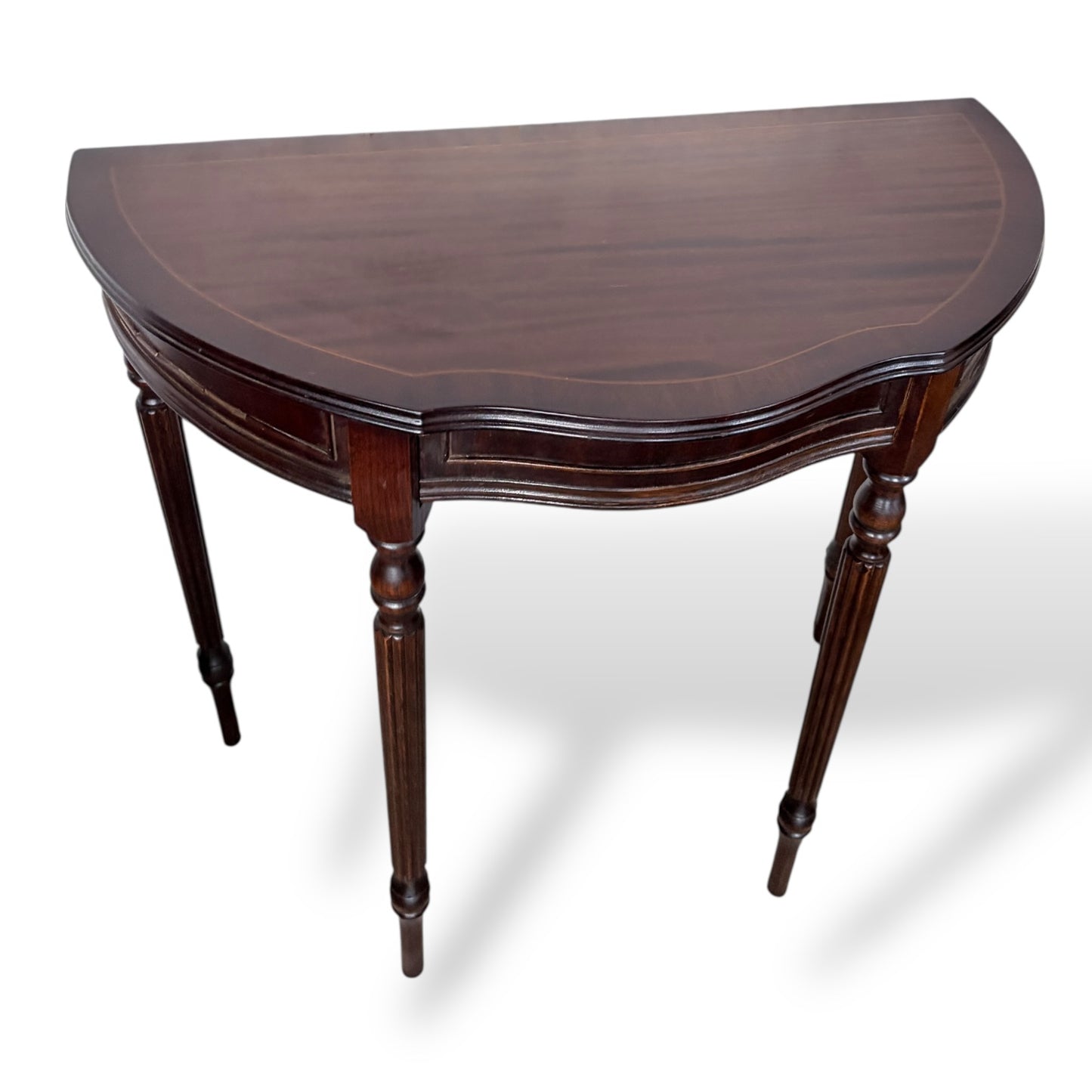 Vintage Mahogany Demi-Lune Hallway Table with Drawer
