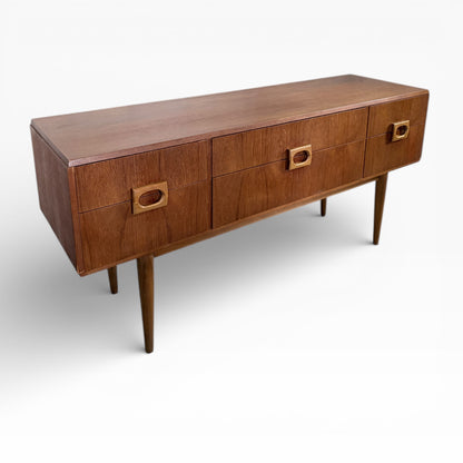 Mid Century Teak Sideboard – Danish Scandinavian Storage Unit with Drawers