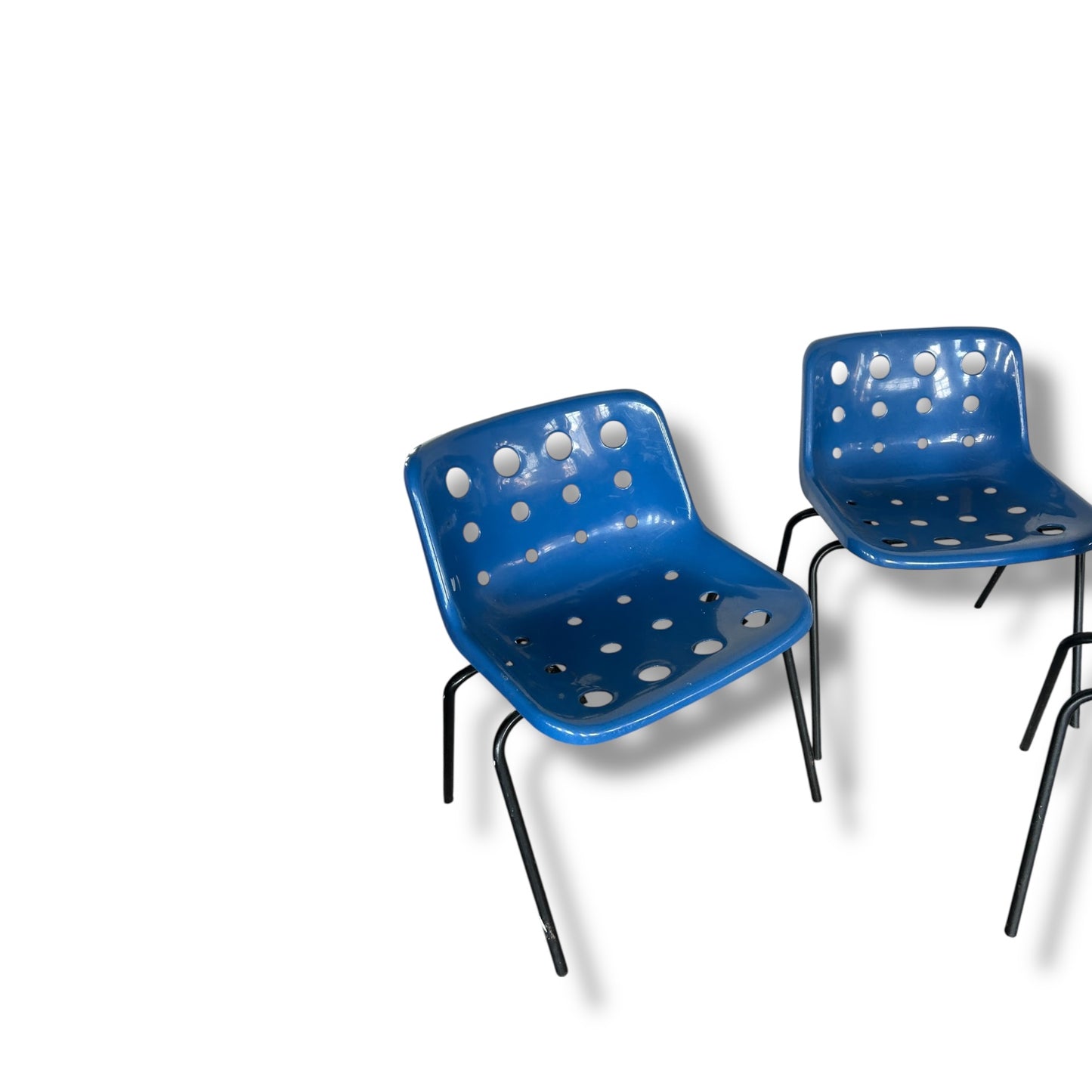 Set of 3 Robin Day Hille Polo Chairs | Mid-Century Modern British Design | Royal Blue Stacking Chairs