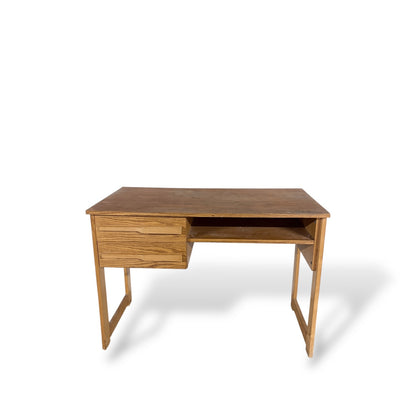 Vintage Oak & Pine Compact Desk – Mid Century Style Writing Desk with Storage