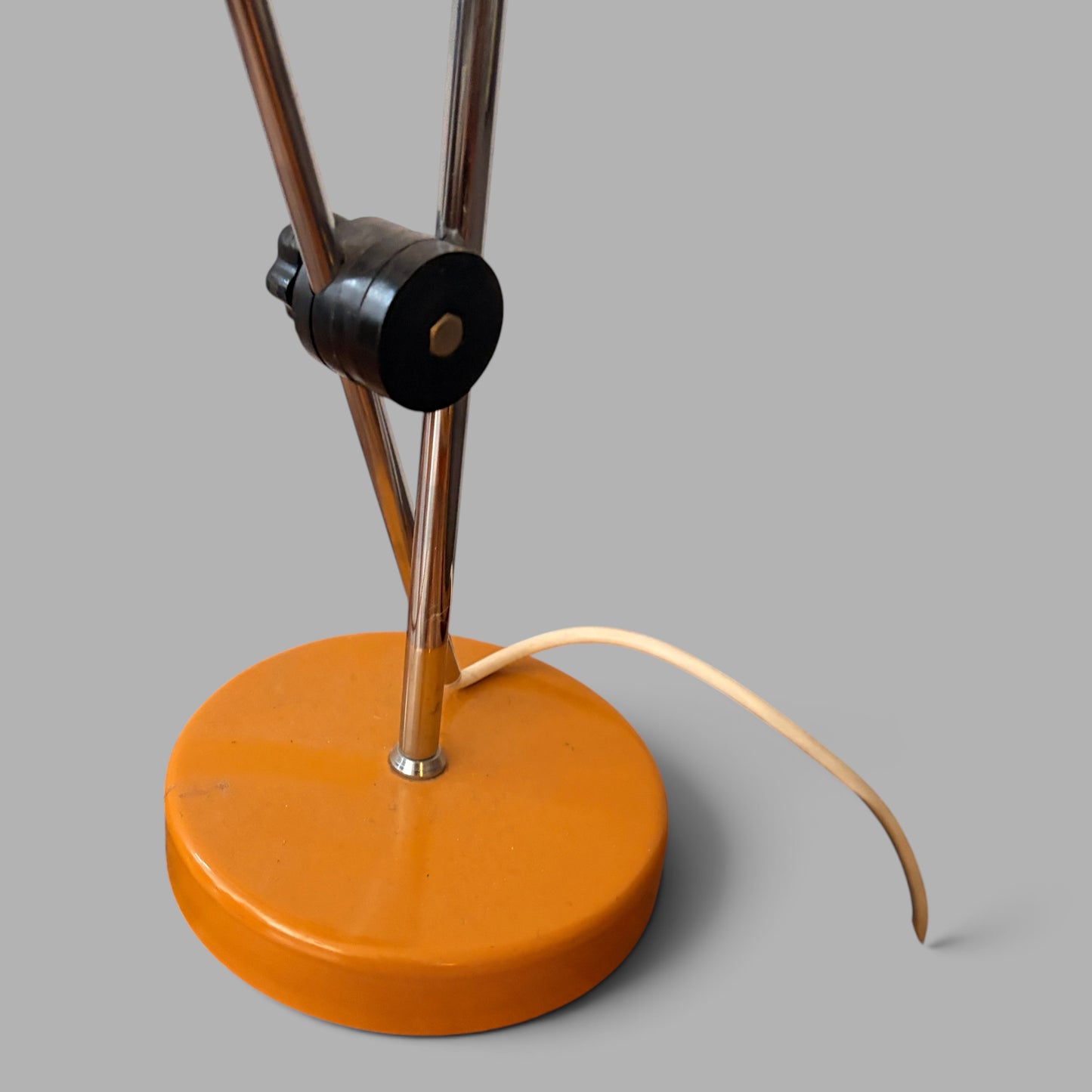 Vintage 1970s Mustard Orange & Chrome Adjustable Table Lamp Space Age