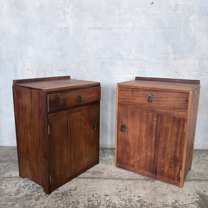 Pair of Mid-Century Walnut Bedside Cabinets | Vintage One Drawer Nightstands