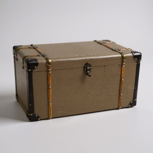 Vintage Grey Steamer Trunk | Antique Travel Chest