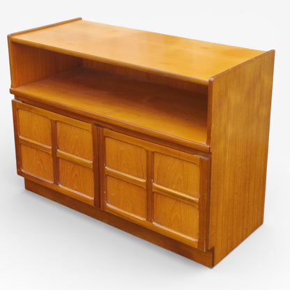Mid Century Nathan Teak Sideboard Cabinet with Open Shelf – Vintage 1960s Compact Storage Unit
