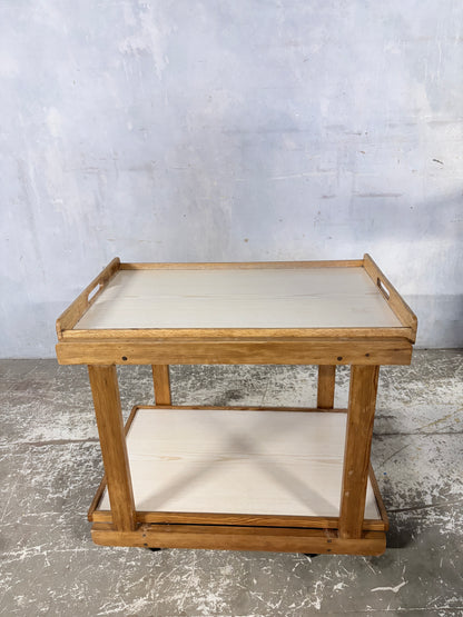 Mid Century Oak & Formica Two-Tier Drinks Trolley