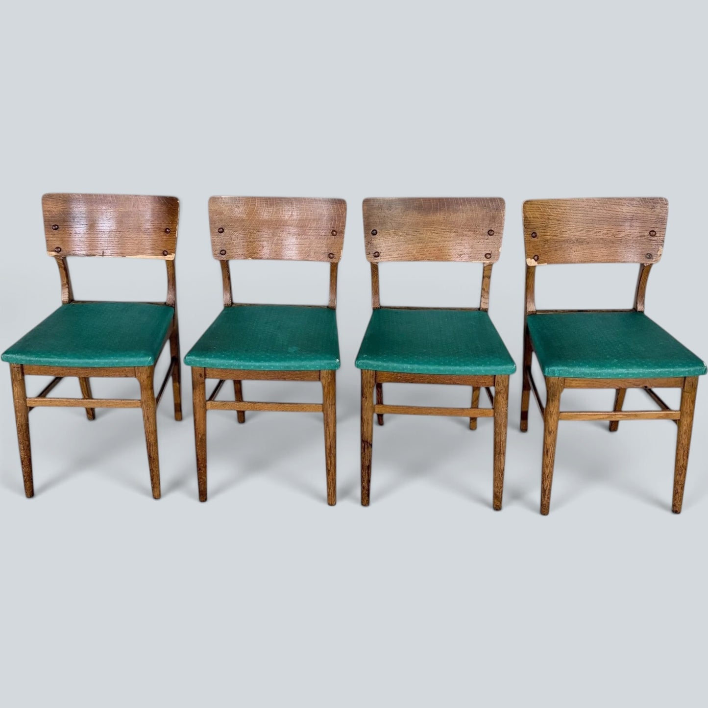 Mid Century Vintage Oak Dining Chairs – Set of Four