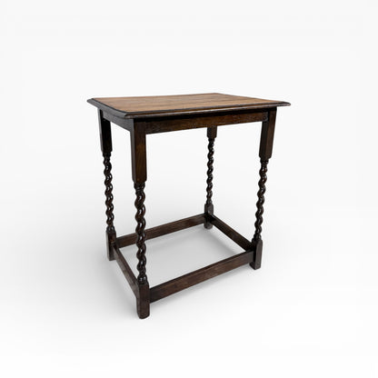Vintage Barley Twist Oak Side Table