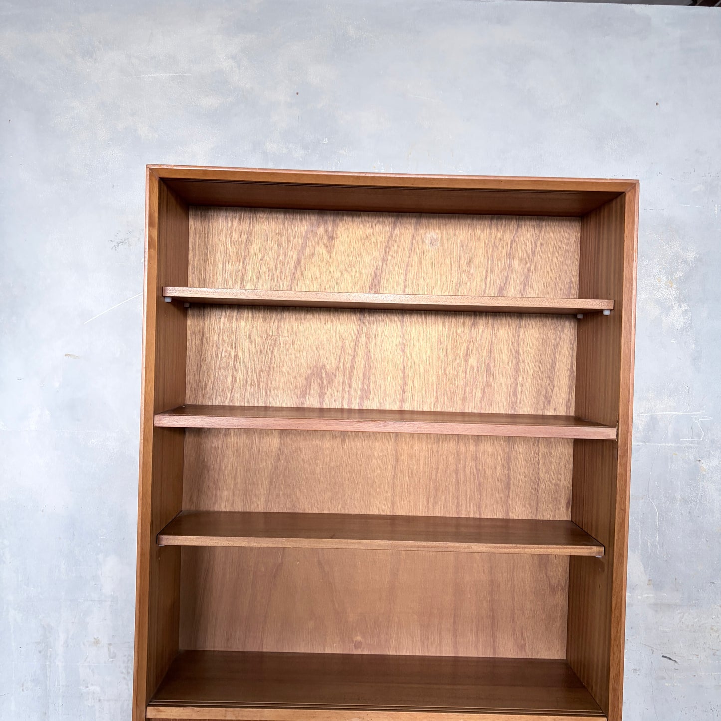 Mid Century Herbert Gibbs Teak Sliding Door Bookcase | Tall Vintage Teak Display