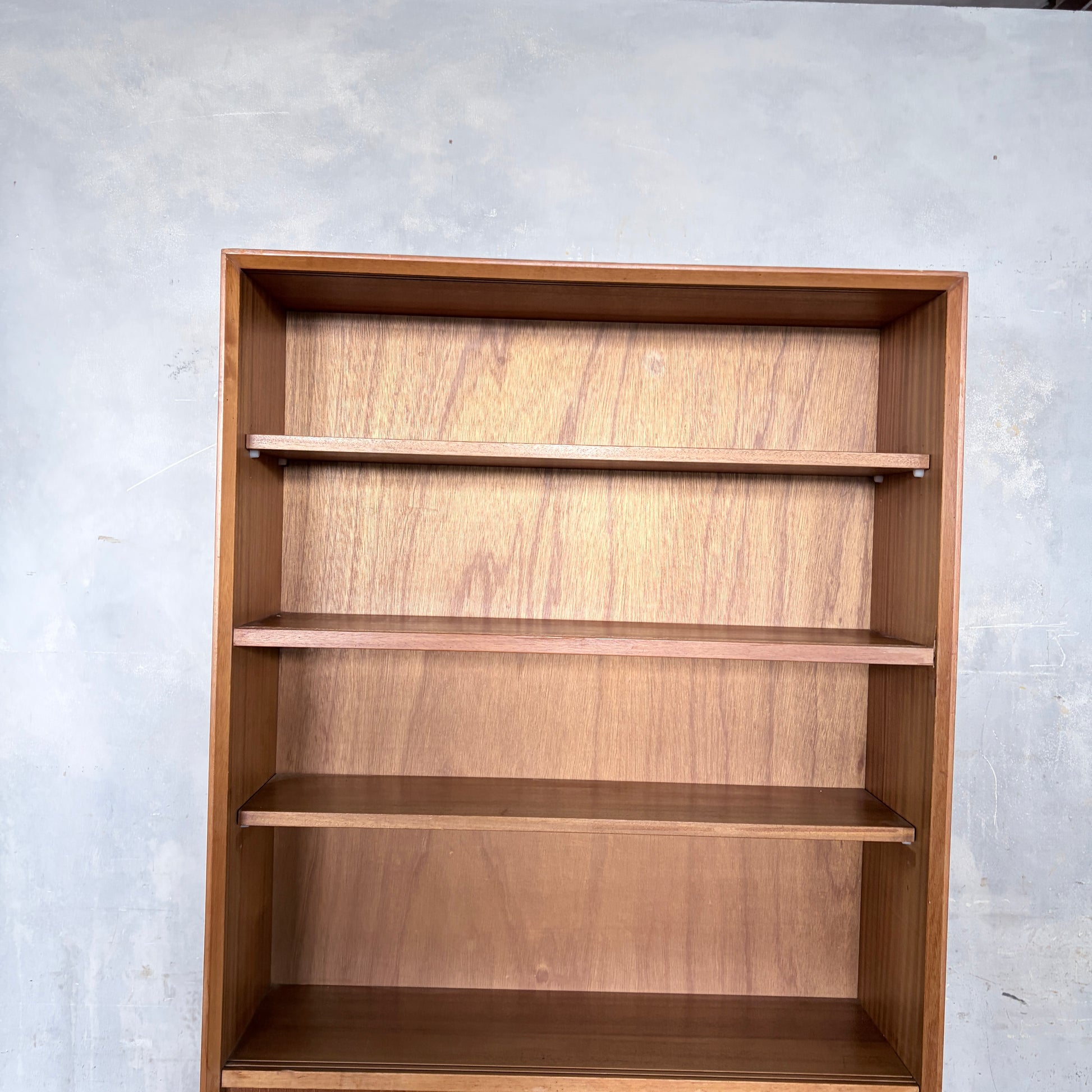 Mid Century Herbert Gibbs Teak Sliding Door Bookcase | Tall Vintage Teak Display