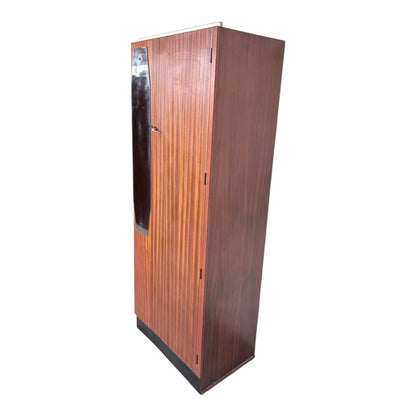 Mid Century Atomic Teak Single Wardrobe with Mirror Door – Compact Hanging Cabinet