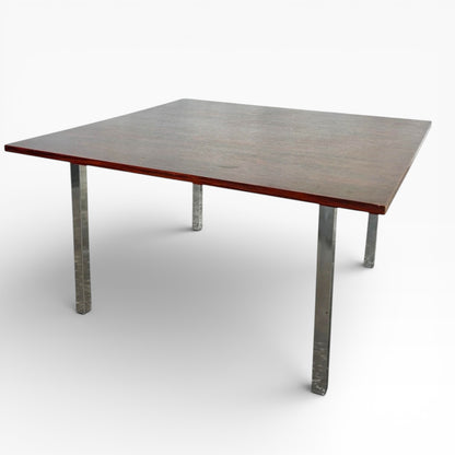 Vintage Coffee Table – Rosewood Top With Chrome Legs | Mid Century Square Low Table