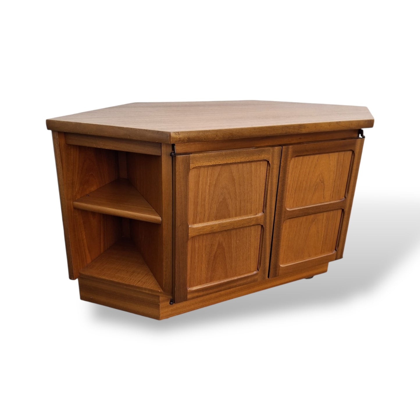 Mid Century Nathan Teak Compact Media Unit / Corner TV Cabinet